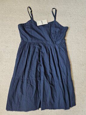 Pact Tank Dress Blue Large L NEW BUT FLAWED / ALTERED Mini Cotton Lined Summer